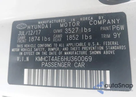 2017 Hyundai Accent Se from USA, damaged, VIN KMHCT4AE6HU360069